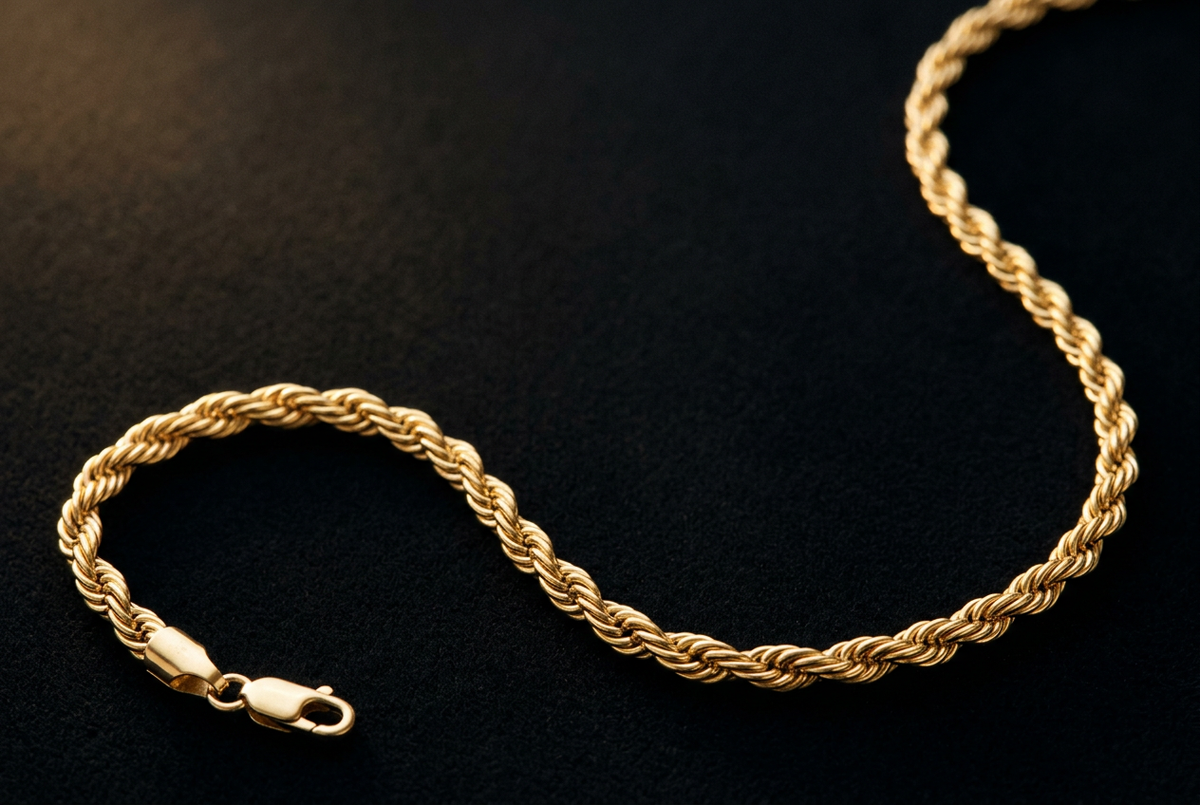 Luxe banner met goudkleurige rope chain op een zwarte achtergrond